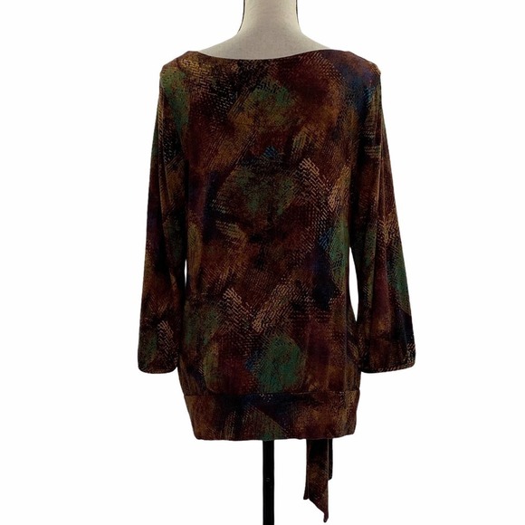 COLDWATER Creek Printed Side Tie Waist Blouse L - Picture 4 of 11